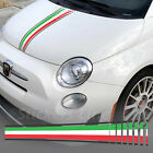 Adesivo COFANO Fiat 500 595 695 Abarth Tricolore Italia + effetto carbonio