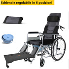 Sedia a rotelle pieghevole Schienale regolabile Handicap Anziani Bagno Sedile WC