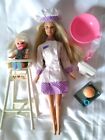 Barbie Chef & Shelly + seggiolone bambola Dolls Mattel vintage #ebayheroes