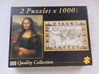 2 Puzzle 1000 pezzi ognuno Monnalisa e Mappa del Mondo mappamondo Clementoni