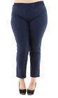 Pantaloni donna estivi vita alta elasticizzati eleganti taglie forti blu da 54