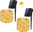 - Catena Di Luci Solari per Esterni, 2 Pezzi, 20 M, 200 LED, 8 Modalità, Cavo Di