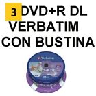 3 DVD+R DL DUAL LAYER 8,5 GB VERBATIM 8,5GB VERGINI VUOTI CON BUSTINE CON ALETTA