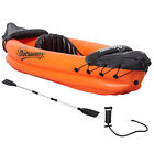 Outsunny Kayak Gonfiabile 1 Posto, Canoa con 1 Remo e Accessori, Arancione