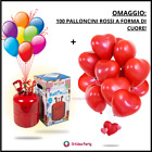 Kit Festa+ Bombola Elio per 30 palloncini + OMAGGIO 100 cuore SAN VALENTINO