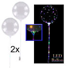 LED Folienballon mit Stab, 2er Set Partyballon, Lichterkette, 30 LED Luftballon