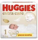 Huggies Pannolini Extra Care Bebè, Taglia 1 (2-5Kg), Confezione da 160 Pannolini