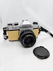 Asahi Pentax k1000 slr with 28mm f2.8 in pastel yellow  - near mint  condition