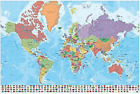 Mappamondo Parete Italiano 61X91,5Cm Cartina Geografica Poster Planisfero mondo