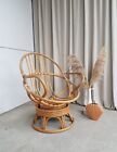 Vtg Mid Century Wicker Swivel Satellite Egg Chair Retro Italian Style R368