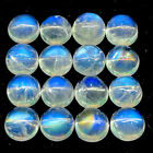 16 Pcs Natural Blue Fire Moonstone 6mm Round Cabochon Loose Gemstones 14.15 Cts