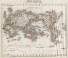 Cartina Del Mondo Originale Incisione Acciaio Geografica Bibl. Inst. 1850 Dopo