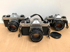 [L] Vintage Asahi Pentax K1000, Spotmatic F & ME 35mm SLR Film Cameras