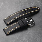 Cinturino orologio pelle nero marrone cucitura beige 18-20-21-22-23-24-26mm