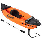 Outsunny Canoa Gonfiabile 1 Posto, Kayak con 1 Remo e Accessori, Arancione