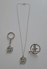 Hunger games collection necklace, pin and keyring