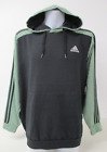 ADIDAS Hoodie, 3 Stripes, Lightweight, Black, Green, Large, Fits 46" Chest