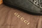 Gucci Ace GG Monogram Black Leather Shoes Trainers Sneakers Mens UK 8 US 9 EU 42