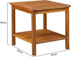Tavolino in legno acacia oliato interno esterno 45x45x45cm giardino