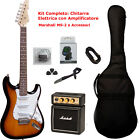 Kit Chitarra Elettrica Stratocaster Sunburst Amplificatore Marshall e Accessori