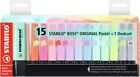 Evidenziatore, STABILO BOSS ORIGINAL Pastel Desk-Set, 15 Evidenziatori 14 Colori