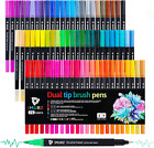 Pennarelli Brush Pen Lettering,72 Colori Pennarelli Acquerellabili Doppia Punta