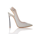 Casadei - Blade Pumps -  Silver Glitter Stiletto 12cm High Heel Shoes  - 36/ UK3