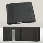 Portafoglio uomo in pelle nero slim RFID con fermasoldi porta carte di credito
