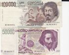 LOTTO 2 BANCONOTE REPUBBLICA ITALIANA 100000 lire CARAVAGGIO  50000 lire BERNINI