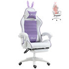 Vinsetto Racing Style Gaming Chair with Footrest Removable Rabbit Ears, Purple