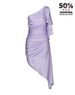 RRP €545 JUST CAVALLI Knitted Dress IT40 US4 S Draped One Shoulder Made in Italy