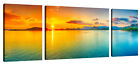 Quadri Moderni cm 208x70 Mare tramonto quadro stampa su tela 3 pezzi