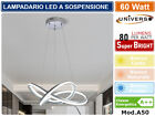 LAMPADARIO LED SOSPENSIONE MODERNO INTRECCIATO CROMATO 60W 3000K 4000K 6500K