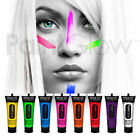 SET 8 COLORI vernice gel colore pittura per viso, corpo UV fluorescente luminoso