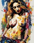 Madonna Naked  Breasts Abstract  Portrait Canvas Print Nude Art 12"x16" Pop Art.