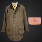 Husky Tweed Field Coat Shooting Hunting Country Made In Italy Large Brown Green