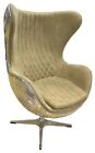 Vintage Style Aviator Egg shaped Chair Leather Seat Handmade Posh Look Design
