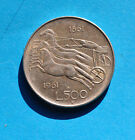 Moneta argento 500 Lire centenario unità Italia 1861 - 1961