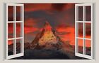 WALL STICKER ADESIVI MURALI Monte Cervino Svizzera Trompe L oeil finestra natura