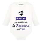 Body neonato manica lunga Silenzio sto guardando la Fiorentina con papà