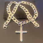 Collana con croce catena in acciaio inox da uomo donna catenina girocollo 45 cm