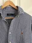 Ralph Lauren Long Sleeve Check Shirt Navy Brushed Cotton Colourful Pony VGC MED