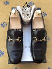 Gucci Loafers Shoes Leather Black Gold Horsebit Buckle Mens UK 8 US 9 EU 42