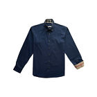 Camicia Burberry Uomo L Slim Fit Blu Notte Cotone Pre Owned