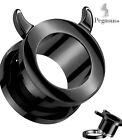 10mm Devil Horn Black Titanium Ear Tunnel Plugs Plug Taper