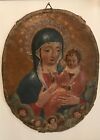 Madonna con Gesù Bambino ed angeli - cartapesta sbalzata dipinta