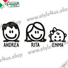 adesivi famiglia personalizzati cucù, set da 3 figure, sticker famiglia cucù
