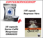 100 CAPSULE BORBONE RESPRESSO NESPRESSO MISCELA NERA + 10 SARNO CAFFE  OMAGGIO