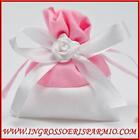 Sacchetti porta confetti rosa confettate nascita battesimo bimba 11.5x9.5 cm