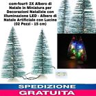 2 Alberi di Natale in Miniatura x Decorazioni Natalizie con Illuminazione LED